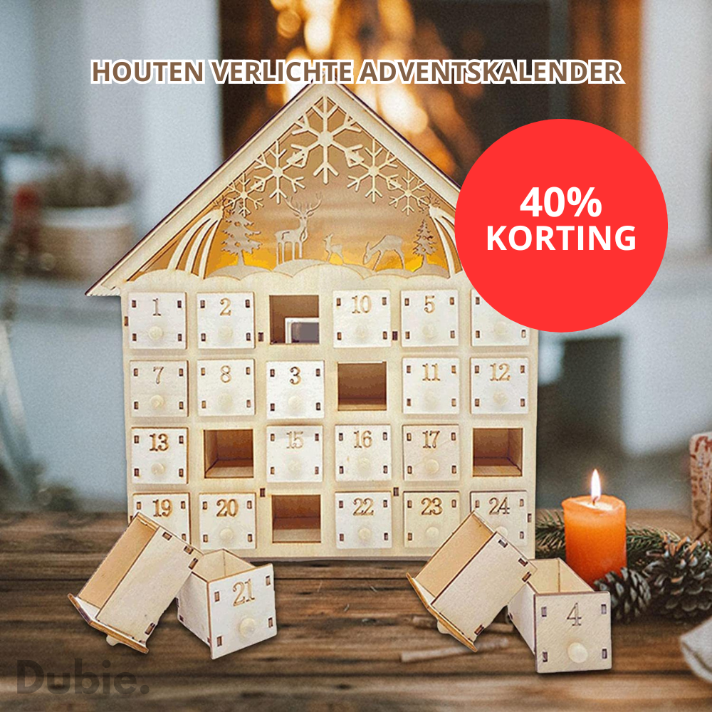 Houten Verlichte Adventskalender | 40% Korting