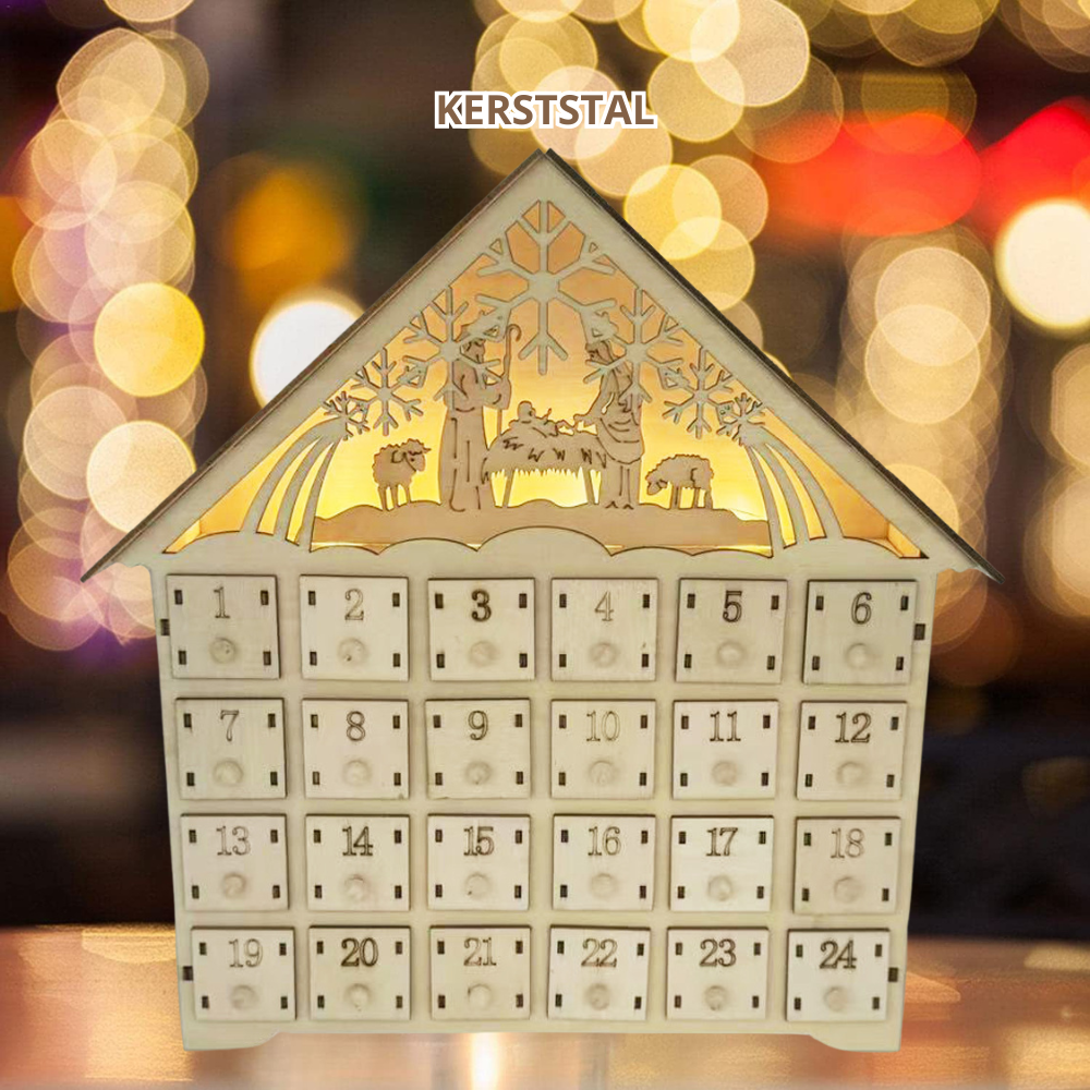 Houten Verlichte Adventskalender | 40% Korting